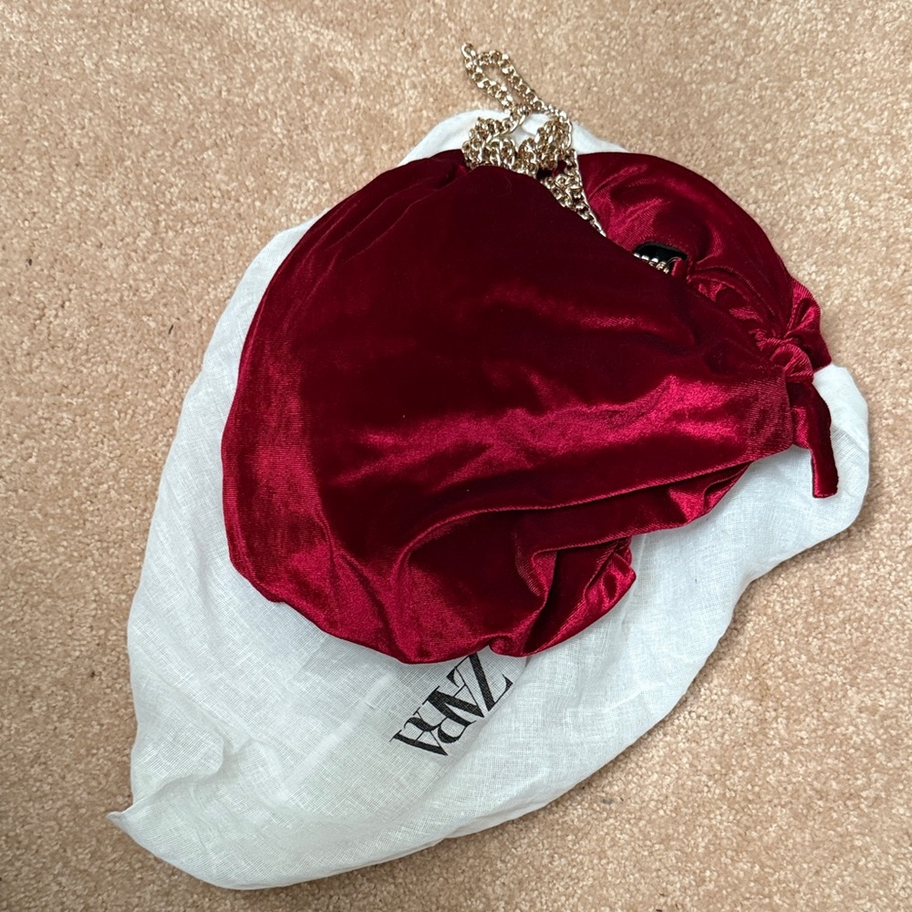 Zara Burgundy Velvet Women's Bag
